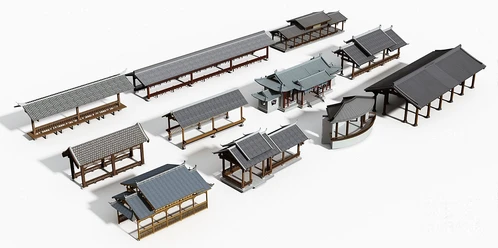 中式古建长廊构件
