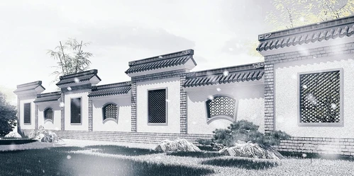 中式徽派园林围墙