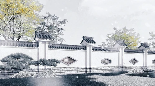 中式古建围墙