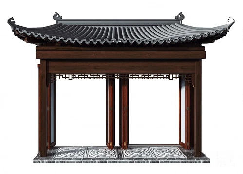 中式瓦片屋檐门头