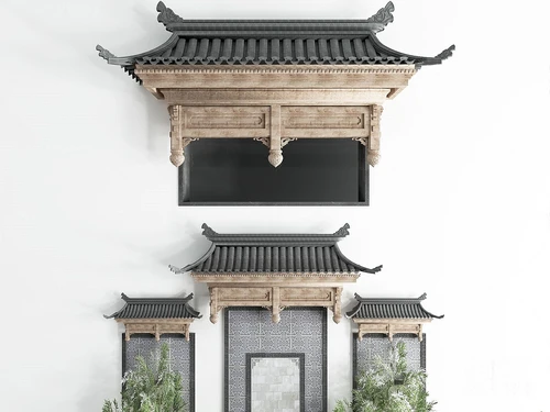 中式门头屋檐建筑构件