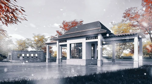 新中式公园入口大门