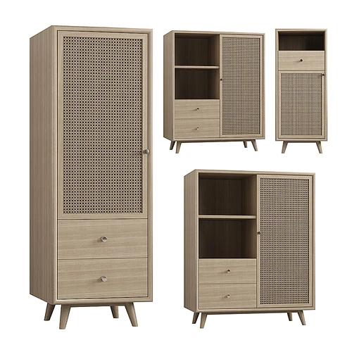 Сhest Wood Rattan 木竹边柜