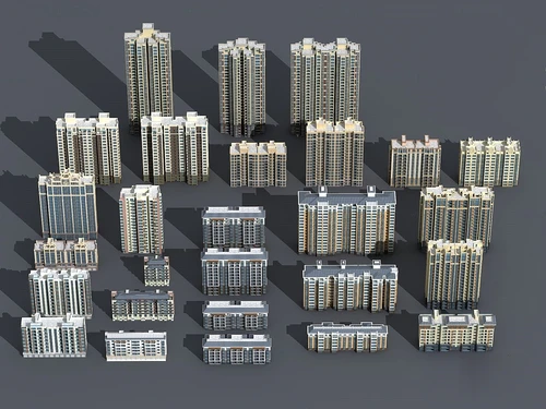 现代住宅楼多层洋房建筑构件