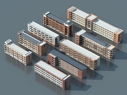 现代学校教学楼建筑外观
