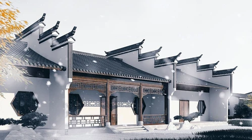 中式徽派古建外观