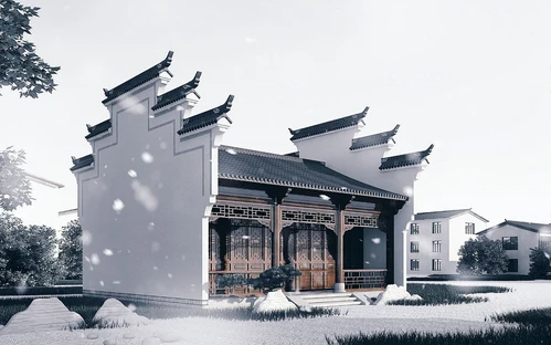 中式徽派古建外观