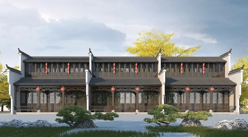 中式徽派古建外观