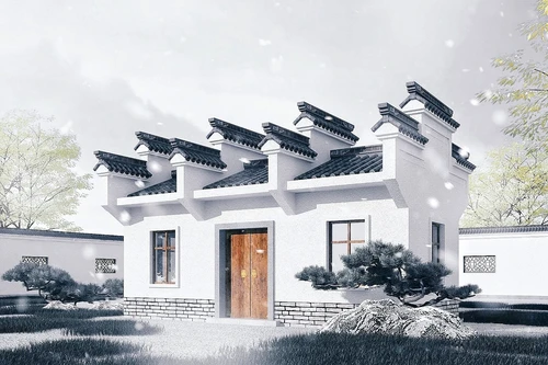 中式徽派古建外观