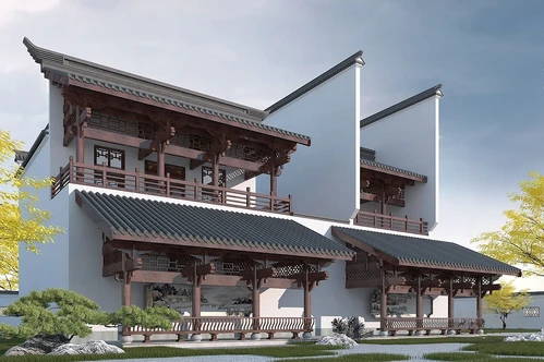 中式徽派古建外观