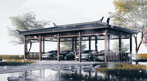 中式古建停车棚