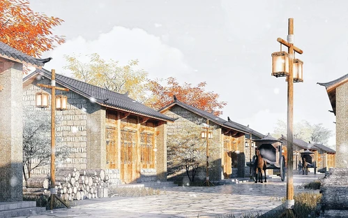 中式古建筑村落街道