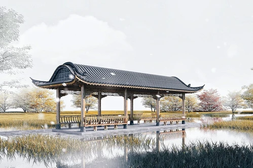 中式古建观景长廊