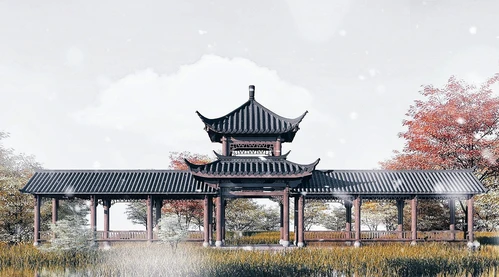 中式古建观景长廊