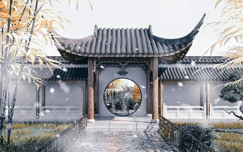 中式月洞门门面