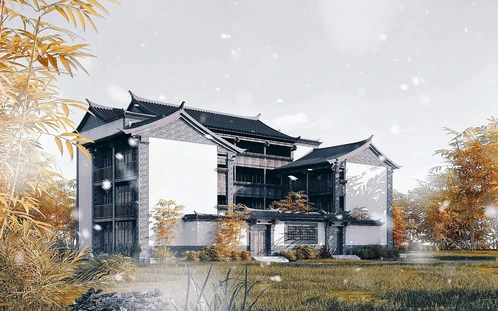 中式古建别墅外观