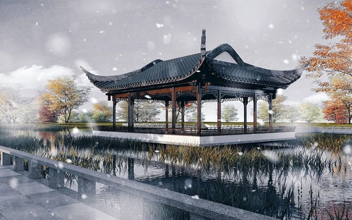 中式古建景观亭