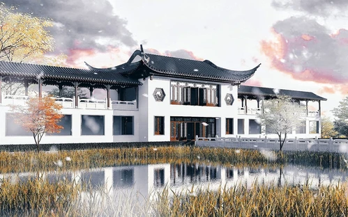 中式古建观景长廊