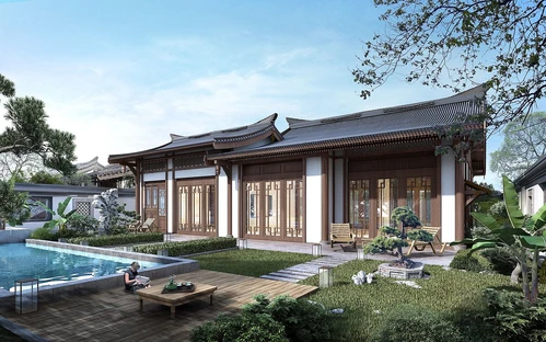 中式古建别墅庭院
