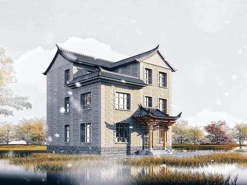 中式住宅别墅外观