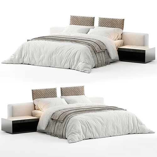 Minotti 现代布艺双人床