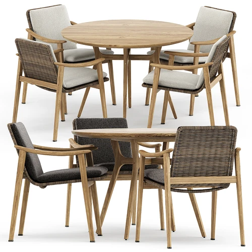 Minotti 藤艺户外餐桌椅