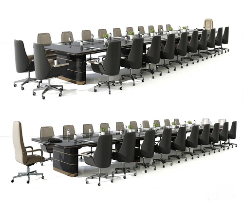 现代轻奢条形会议桌椅3d模型