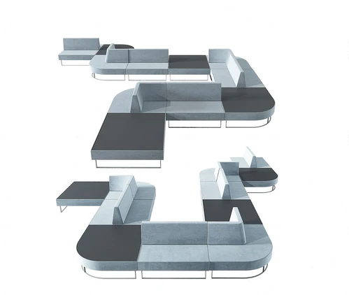 现代绒布转角共用沙发3d模型