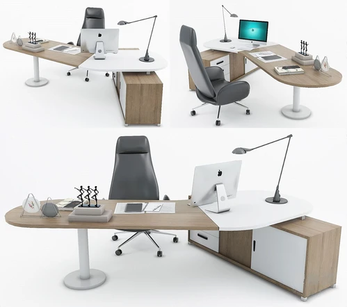 现代班台桌办公桌椅3d模型
