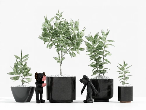现代绿植雕塑人物组合