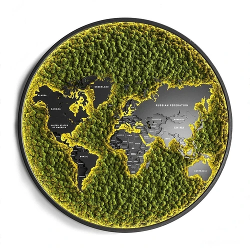 现代世界地图植物墙