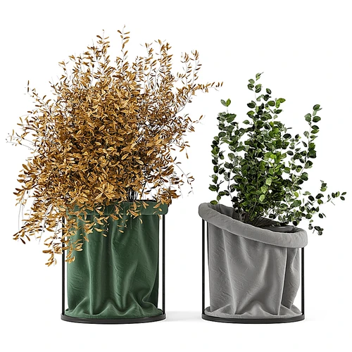 带织物盖的花瓶室内植物