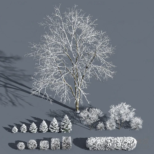 现代冬天雪树