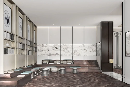 新中式书店阅览室3d模型