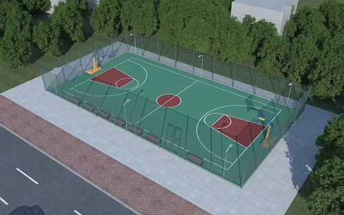 现代户外篮球场鸟瞰3d模型