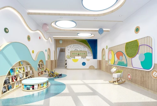 现代幼儿园大厅前台3d模型