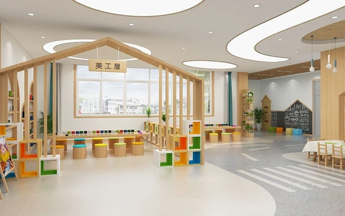 现代幼儿园手工教室3d模型