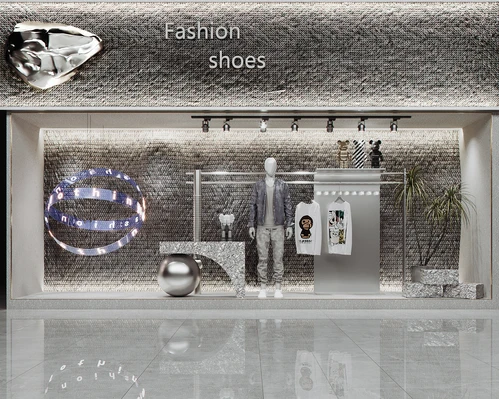 现代服装店橱窗3D模型