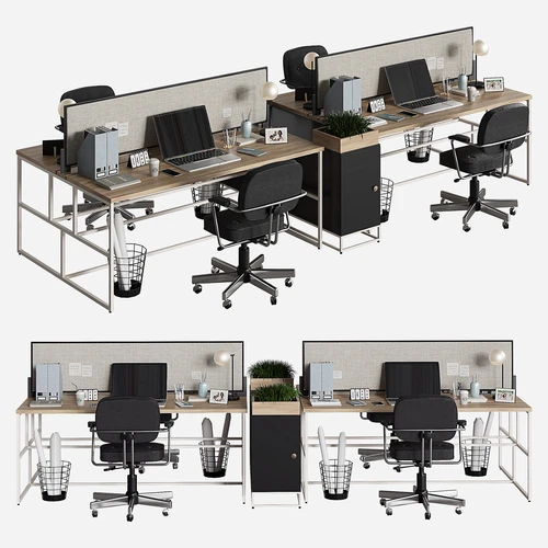 现代办公桌椅卡位3d模型