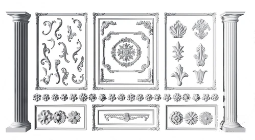 欧式角线石膏雕花罗马柱3d模型