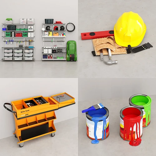 现代扳手螺丝刀工具推车3d模型