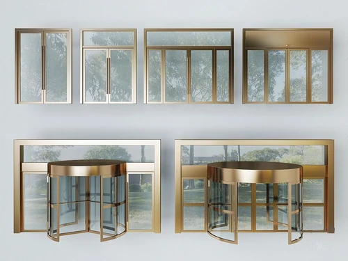 现代玻璃门旋转门感应门3d模型