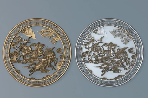 中式三英战吕布浮雕3d模型
