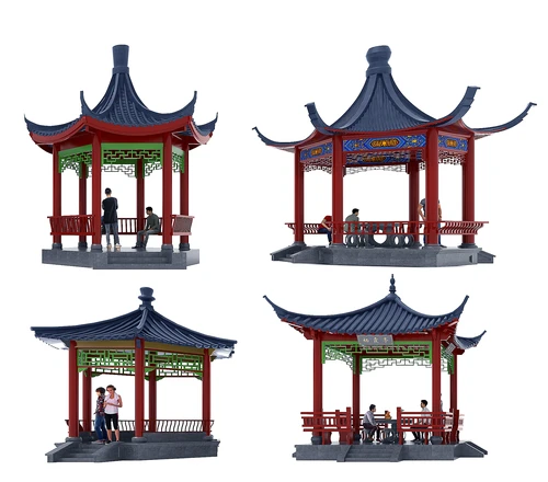 中式彩绘古建凉亭人物