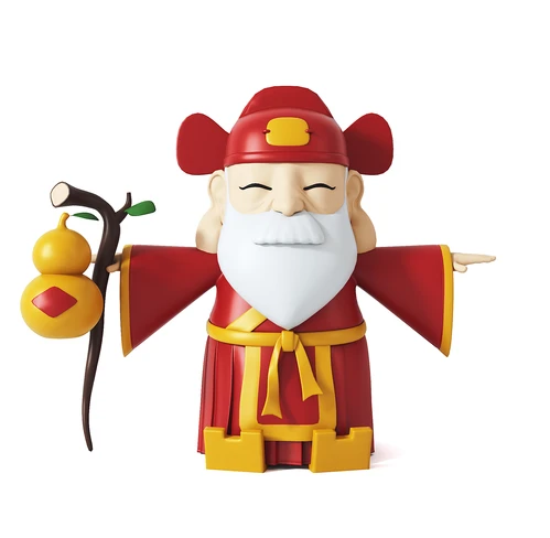 新中式财神爷雕塑装饰摆件