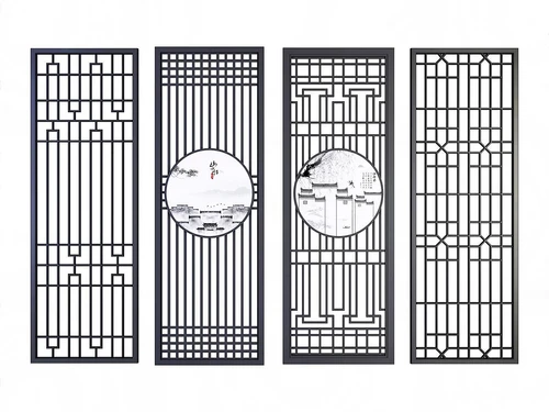 新中式屏风隔断组合
