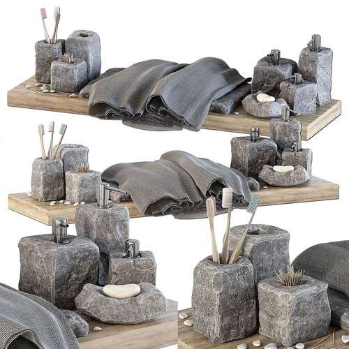 现代侘寂风石头洗漱用品