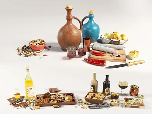 现代面包干果食品3d模型