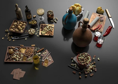 现代面包干果食品3d模型