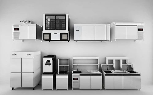 现代冰箱咖啡机厨房设备3d模型